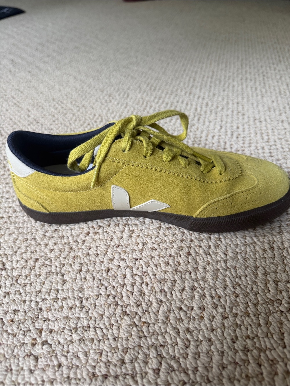 Veja Volley O.T. Women’s Suede Neon/Pea Green Casual Sneakers - Picture 6 of 9